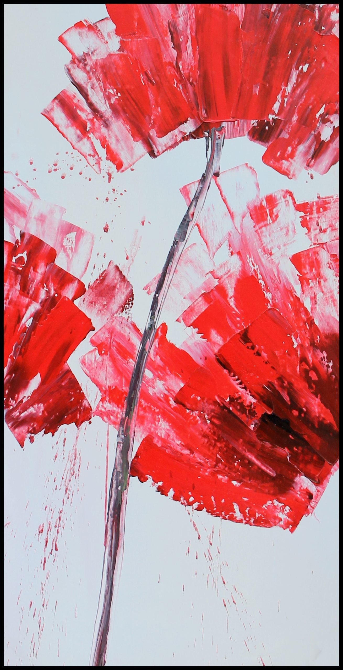 Vibrant Red Flower Oil Painting - Abstract Floral Art for Modern Home Decor