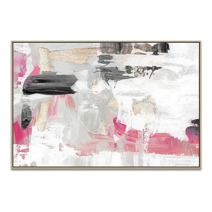 Abstract Oil Painting in Soft Pink and Gold - Modern Wall Art for Elegant Home Decor