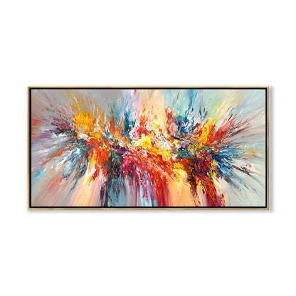 Vibrant Abstract Oil Painting of Joyful Colors and Dynamic Swirls for Modern Decor