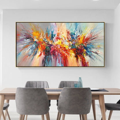 Vibrant Abstract Oil Painting of Joyful Colors and Dynamic Swirls for Modern Decor