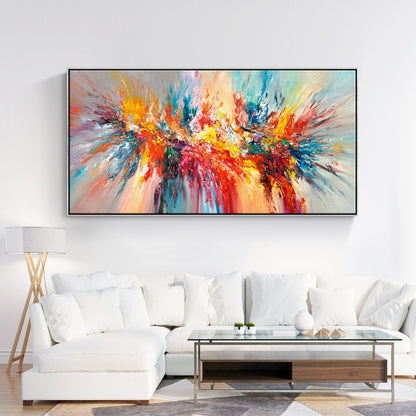 Vibrant Abstract Oil Painting of Joyful Colors and Dynamic Swirls for Modern Decor