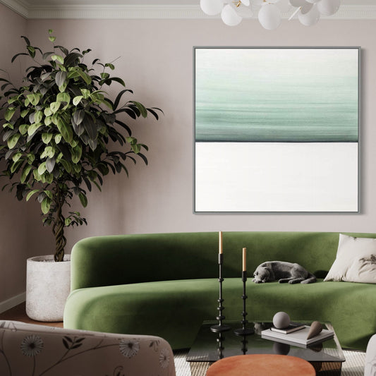 Serene Green Landscape Oil Painting for Elegant Home Decor