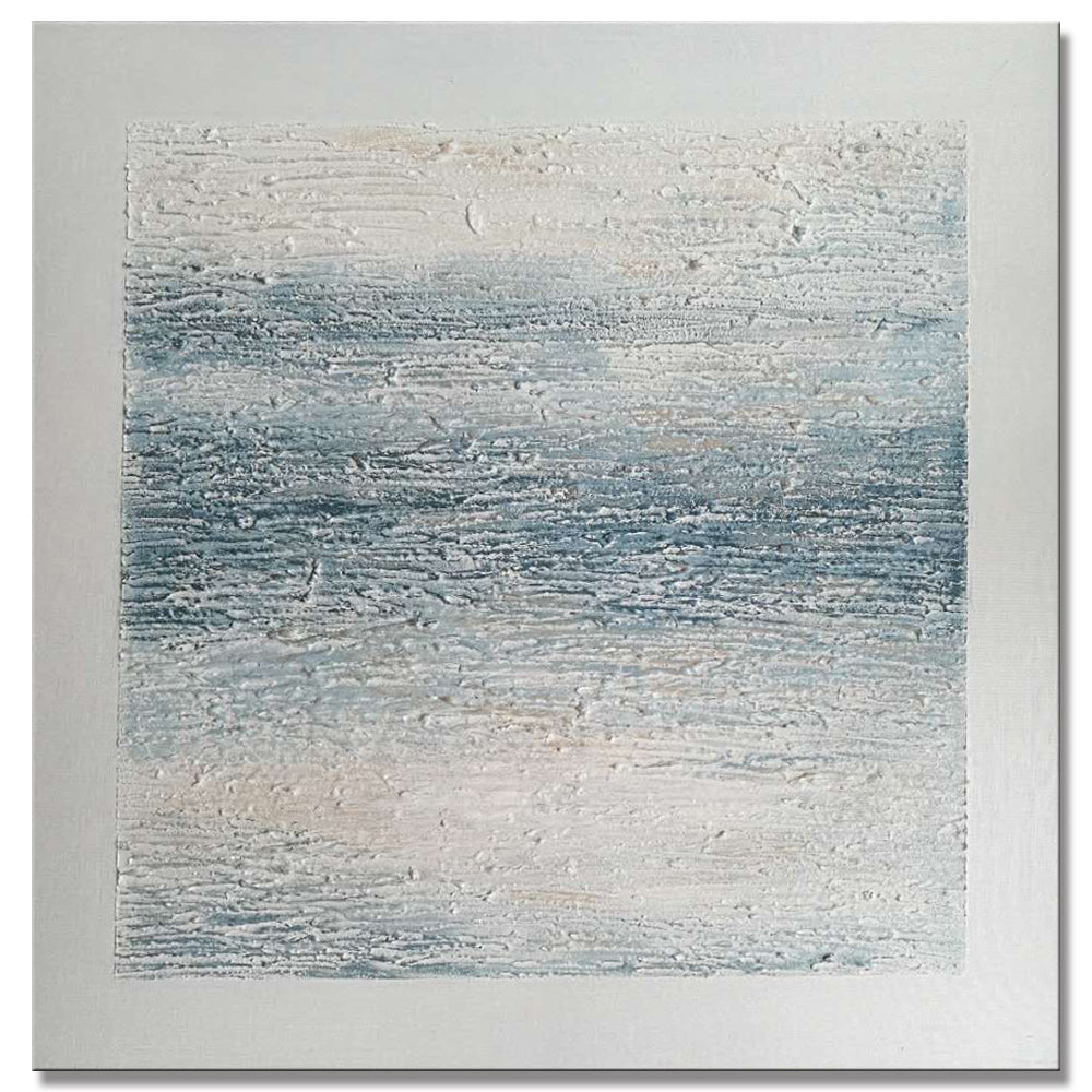 Tranquil Ocean Waves: Abstract Oil Painting for Serene Home Decor