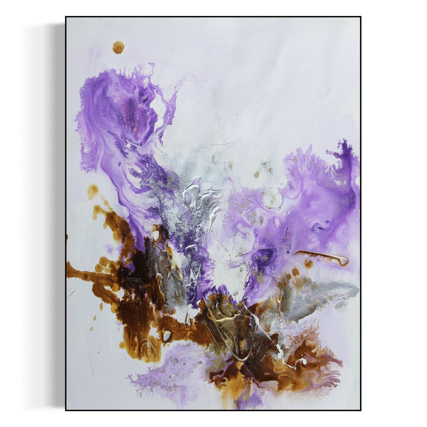 Abstract Purple and Gold Oil Painting for Modern Home Décor