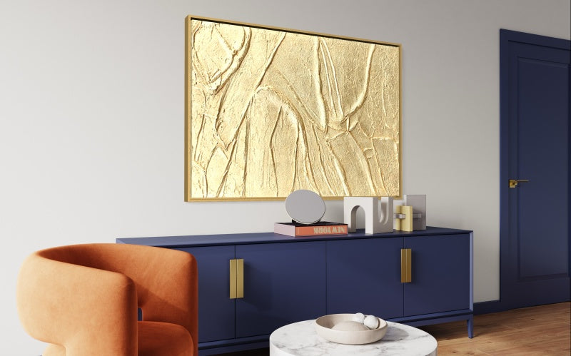 Abstract Golden Textured Oil Painting for Elegant Home Décor