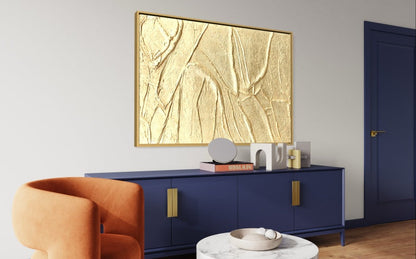 Abstract Golden Textured Oil Painting for Elegant Home Décor