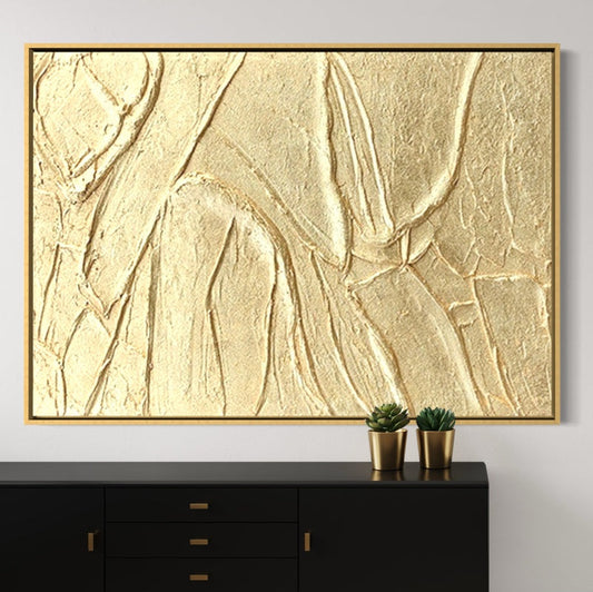 Abstract Golden Textured Oil Painting for Elegant Home Décor