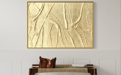 Abstract Golden Textured Oil Painting for Elegant Home Décor