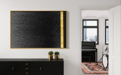 Elegant Black and Gold Abstract Oil Painting for Modern Home Decor