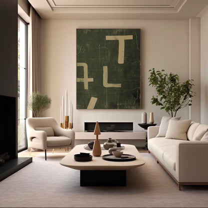 Bold Minimalist Abstract Oil Painting in Earthy Tones for Modern Decor