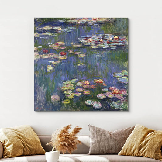 Claude Monet Water Lilies Oil Painting - Impressionist Floral Artwork for Home Decor