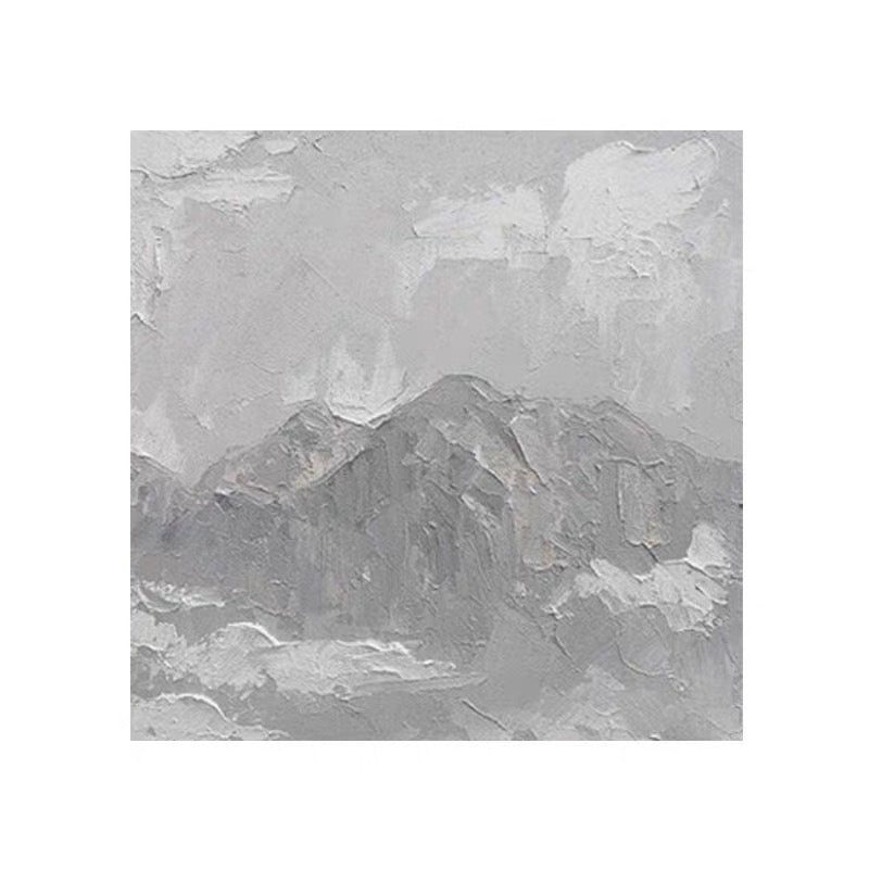 Serene Winter Landscape Oil Painting in Grayscale for Elegant Home Decor