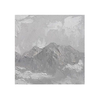 Serene Winter Landscape Oil Painting in Grayscale for Elegant Home Decor