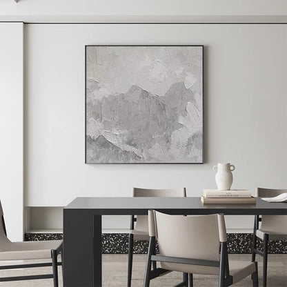 Serene Winter Landscape Oil Painting in Grayscale for Elegant Home Decor