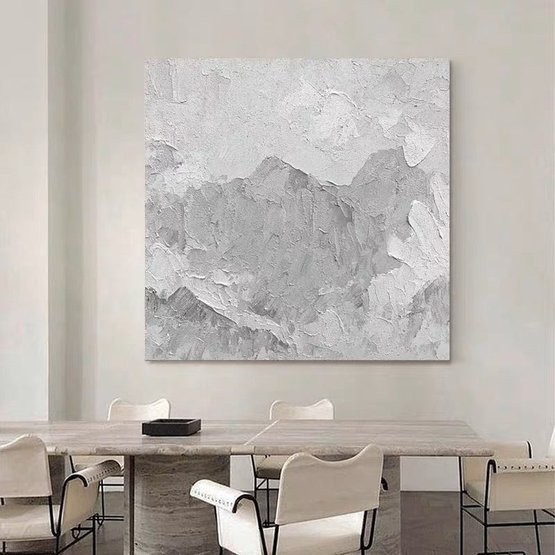 Serene Winter Landscape Oil Painting in Grayscale for Elegant Home Decor