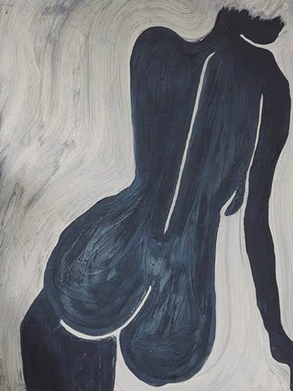 Abstract Silhouette: Modern Oil Painting of a Curvaceous Figure