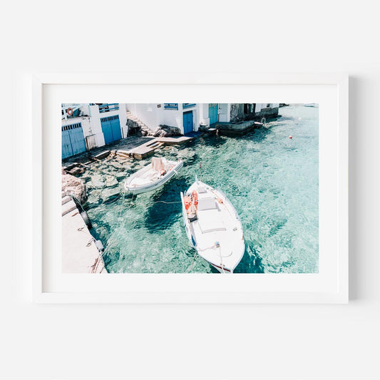 Tranquil Firopotamos Seaside Landscape with Boats and Crystal Clear Waters