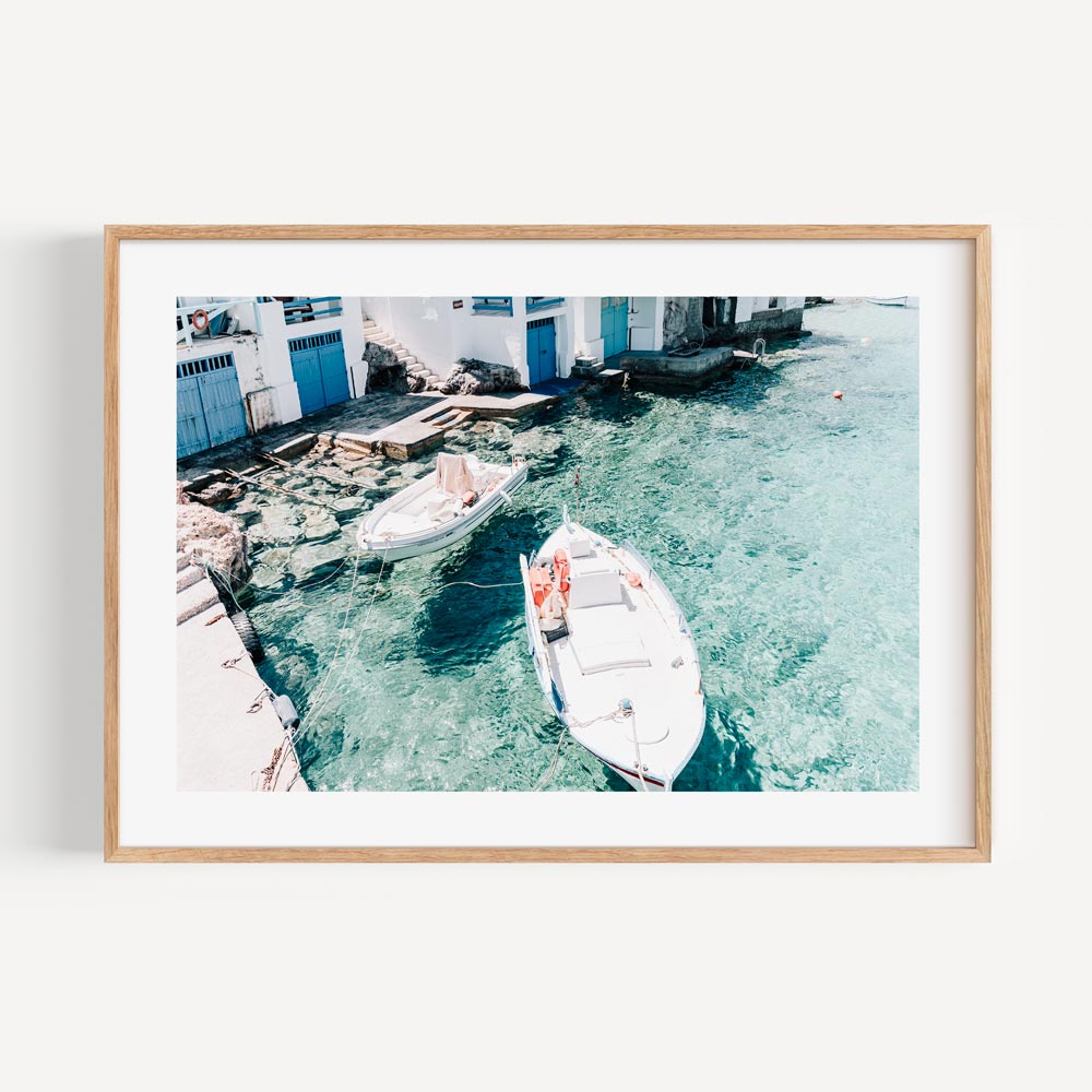 Tranquil Firopotamos Seaside Landscape with Boats and Crystal Clear Waters