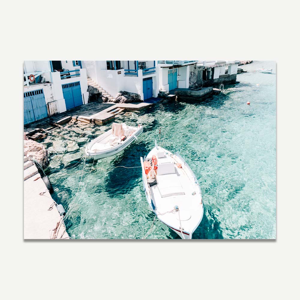 Tranquil Firopotamos Seaside Landscape with Boats and Crystal Clear Waters
