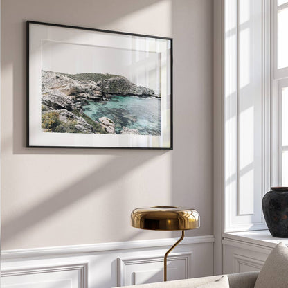 Serene Coastal Landscape with Turquoise Waters and Rocky Shoreline Oil Painting