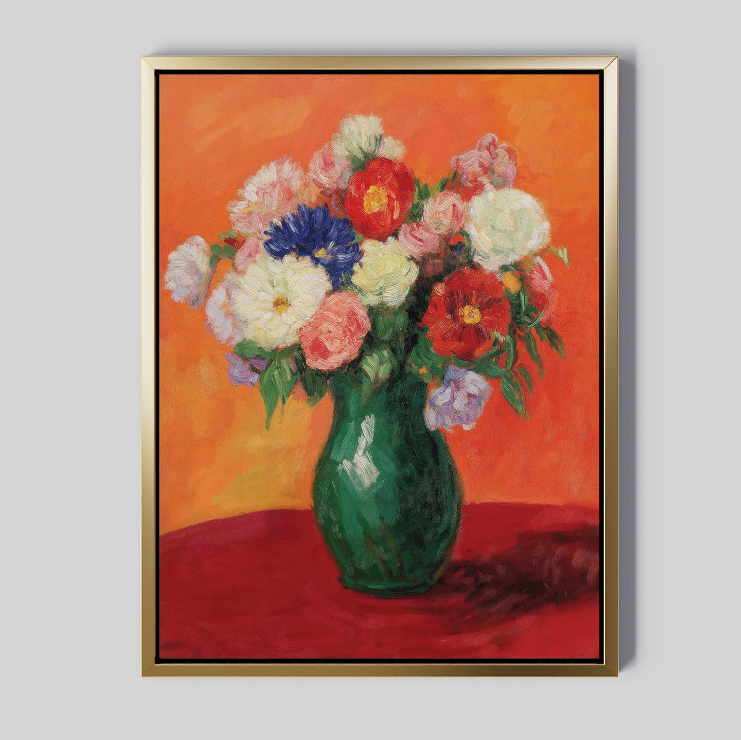 Vibrant Floral Still Life Oil Painting for Home Decor and Wall Art