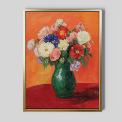 Vibrant Floral Still Life Oil Painting for Home Decor and Wall Art
