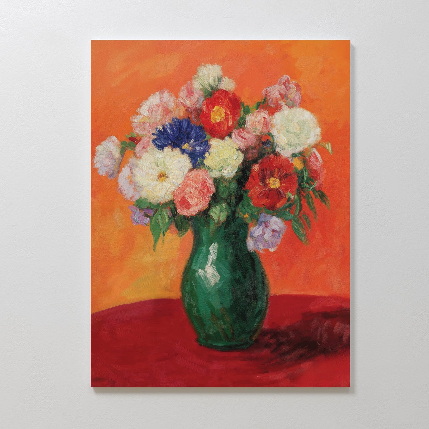 Vibrant Floral Still Life Oil Painting for Home Decor and Wall Art