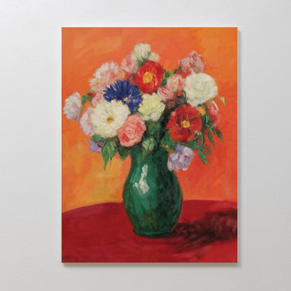 Vibrant Floral Still Life Oil Painting for Home Decor and Wall Art