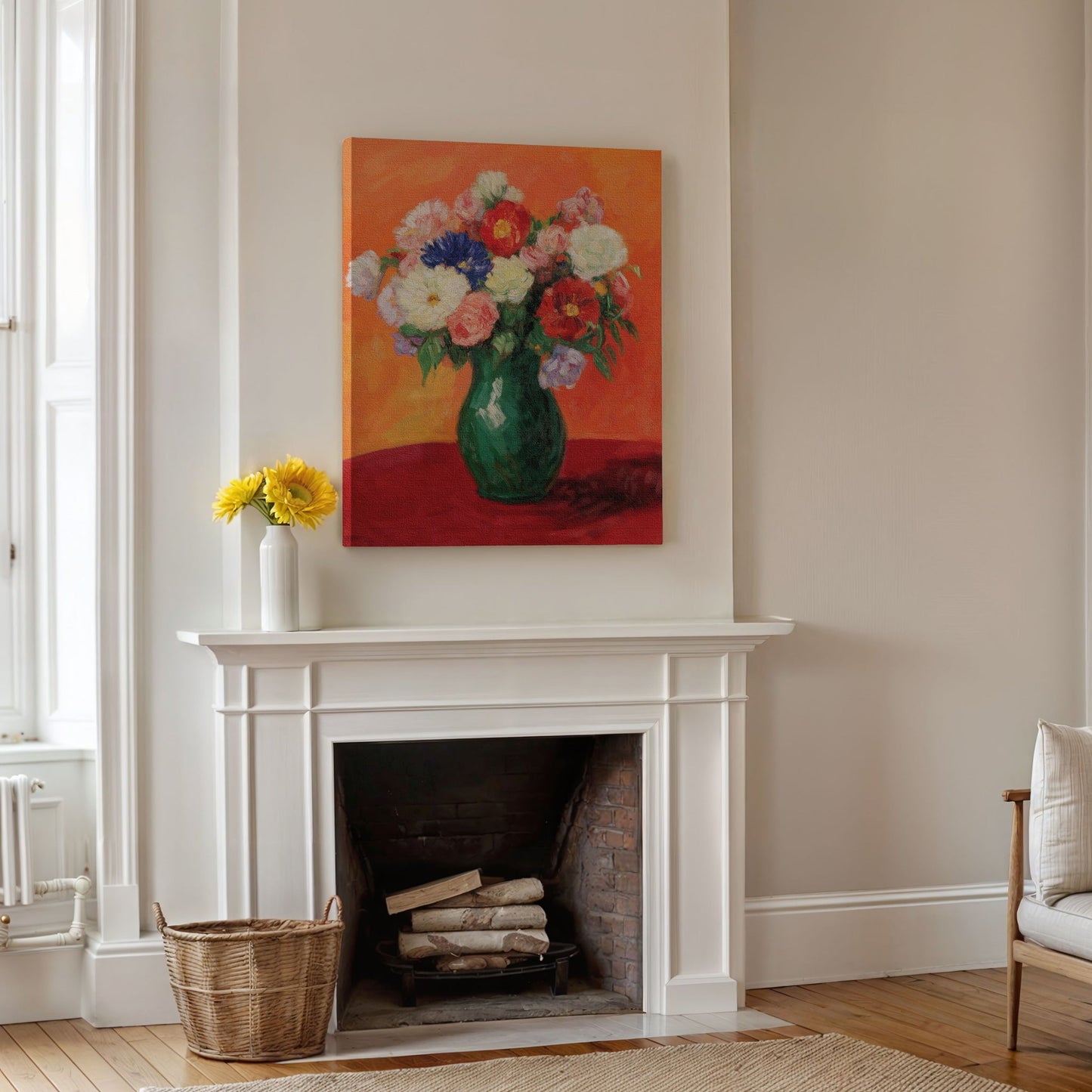 Vibrant Floral Still Life Oil Painting for Home Decor and Wall Art