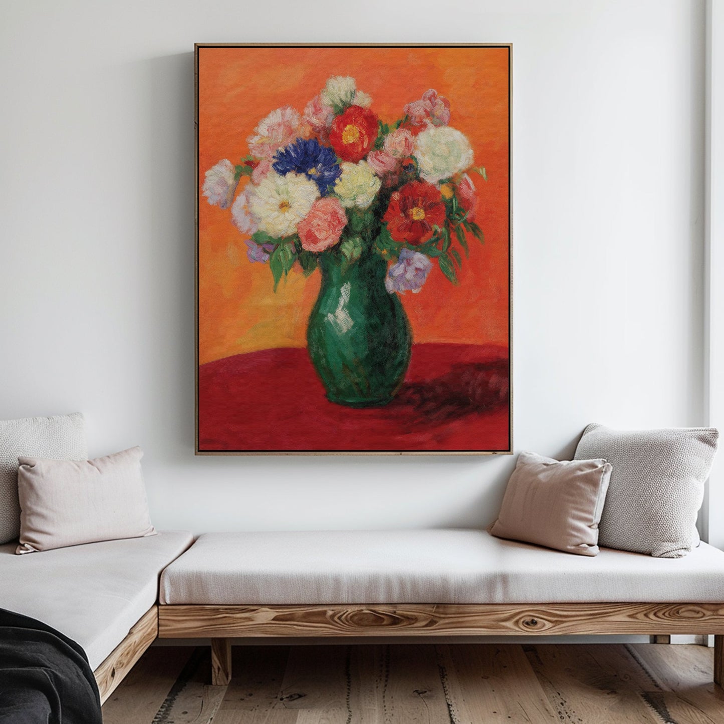 Vibrant Floral Still Life Oil Painting for Home Decor and Wall Art