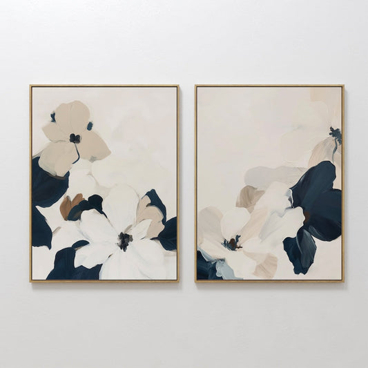 Elegant Floral Oil Painting Duo for Chic Home Décor
