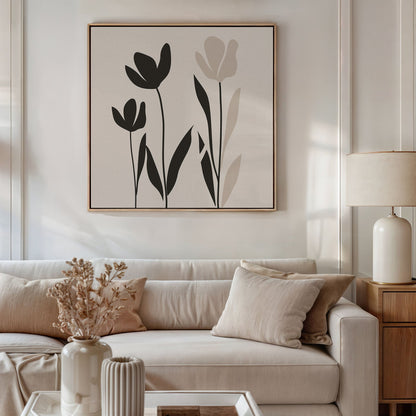 Minimalist Floral Canvas Art | Modern Oil Painting for Home Decor