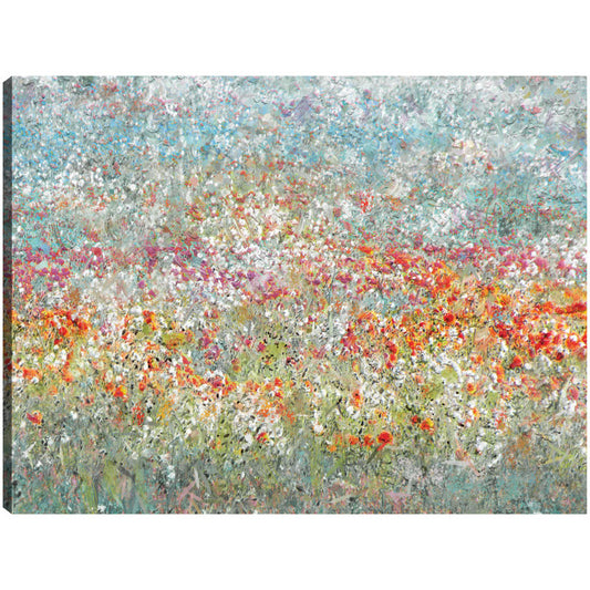 Vibrant Flower Field Oil Painting for Colorful Home Decor and Art Lovers