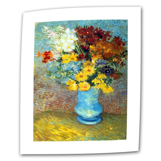 Beautiful Floral Bouquet in Blue Vase - Van Gogh Inspired Oil Painting on Canvas