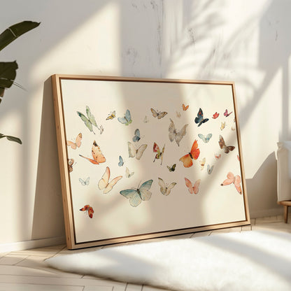 Colorful Fluttering Butterflies Abstract Canvas Art for Home Decor