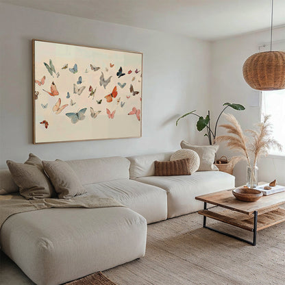 Colorful Fluttering Butterflies Abstract Canvas Art for Home Decor