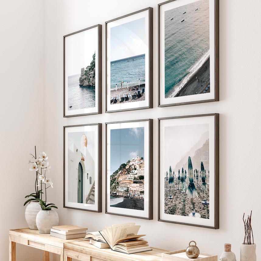 Serene Fornillo Beach Scene: Coastal Leisure Oil Painting for Home Decor
