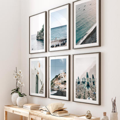 Serene Fornillo Beach Scene: Coastal Leisure Oil Painting for Home Decor
