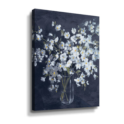 Elegant White Flower Bouquet on Dark Background - Oil Painting Decor