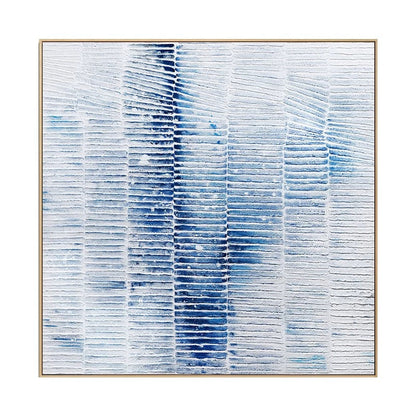 Icy Blue Abstract Oil Painting with Textured Patterns for Modern Home Decor