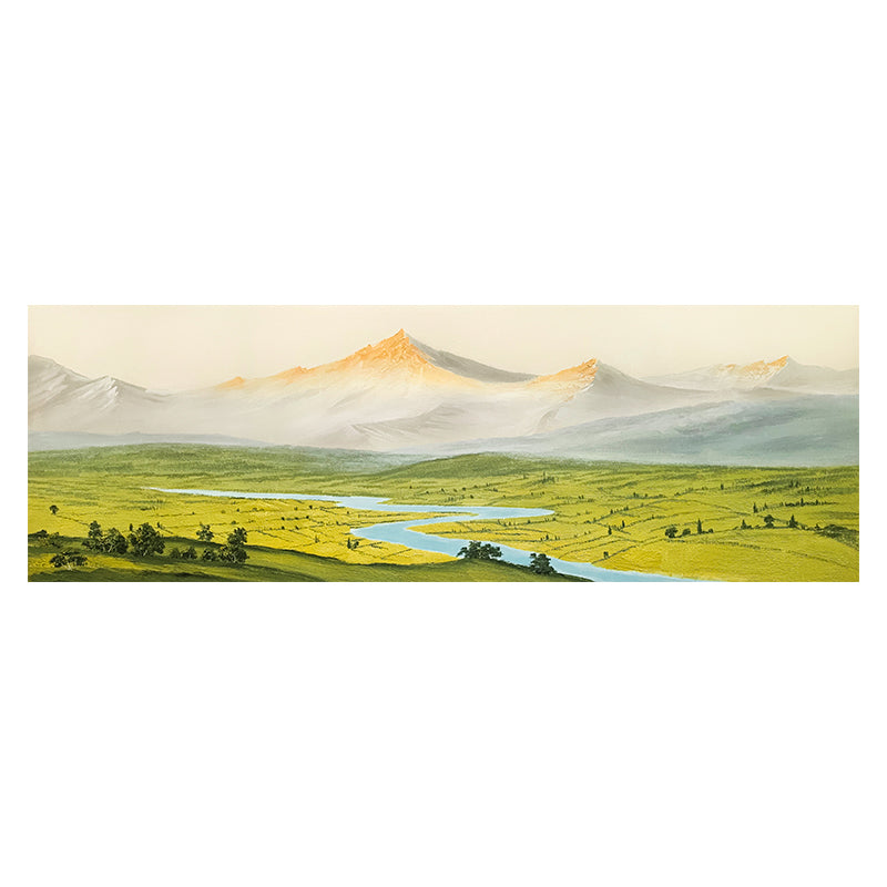 Mountain Fog Horizontal Scenic Landscape River Plains Oil Painting 51MF