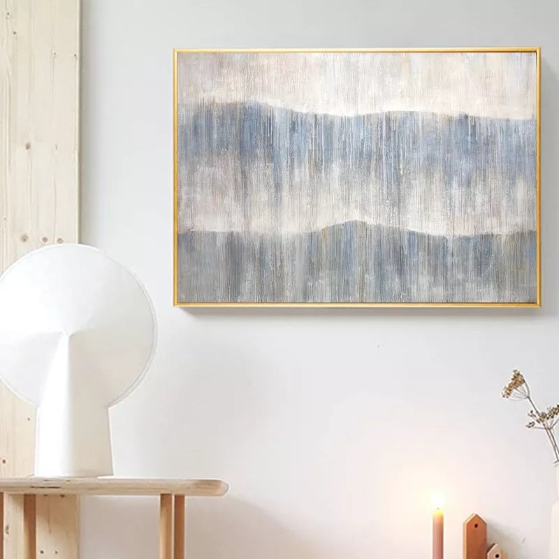 Serene Landscape Abstract Oil Painting - Tranquil Waves of Color for Home Decor