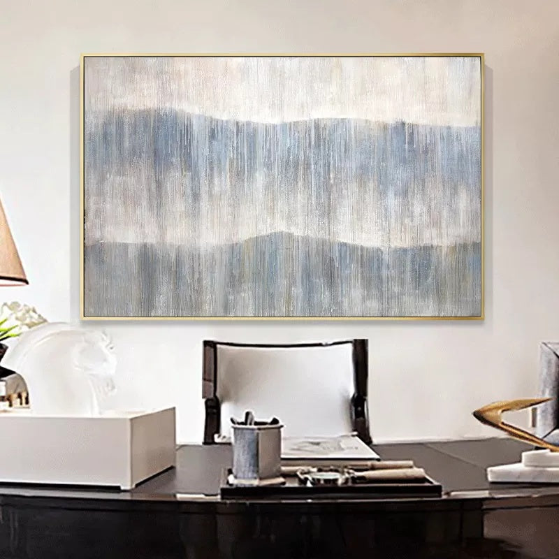Serene Landscape Abstract Oil Painting - Tranquil Waves of Color for Home Decor