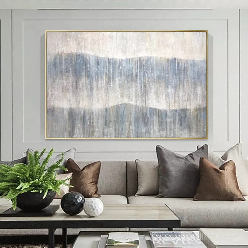 Serene Landscape Abstract Oil Painting - Tranquil Waves of Color for Home Decor