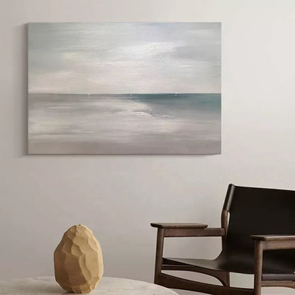 Serene Coastal Landscape Oil Painting for Tranquil Home Decor