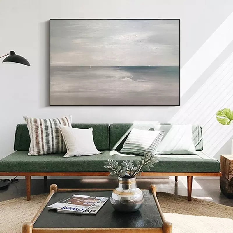 Serene Coastal Landscape Oil Painting for Tranquil Home Decor