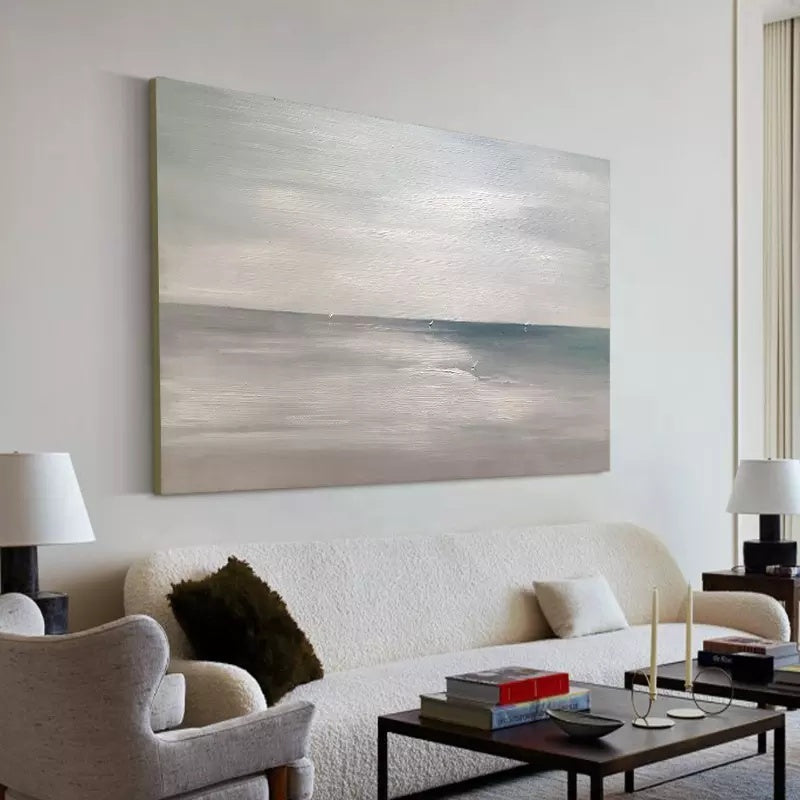 Serene Coastal Landscape Oil Painting for Tranquil Home Decor