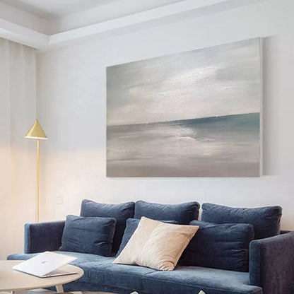 Serene Coastal Landscape Oil Painting for Tranquil Home Decor