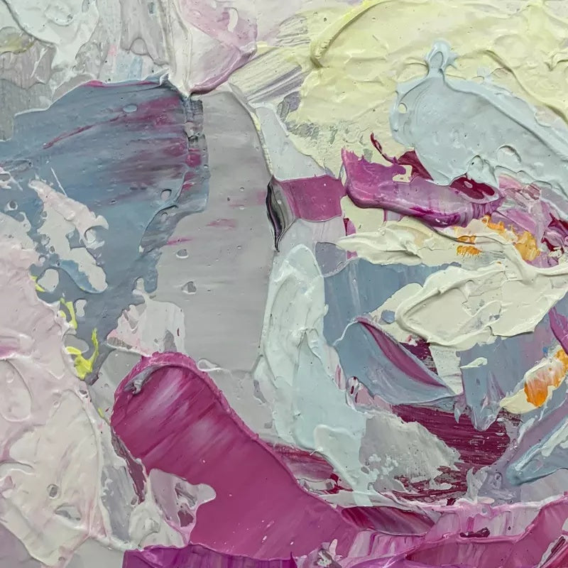 Soft Pink Roses: Abstract Floral Oil Painting for Elegant Home Decor