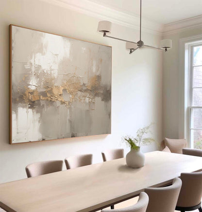Elegant Minimalist Abstract Oil Painting with Textured Earth Tones